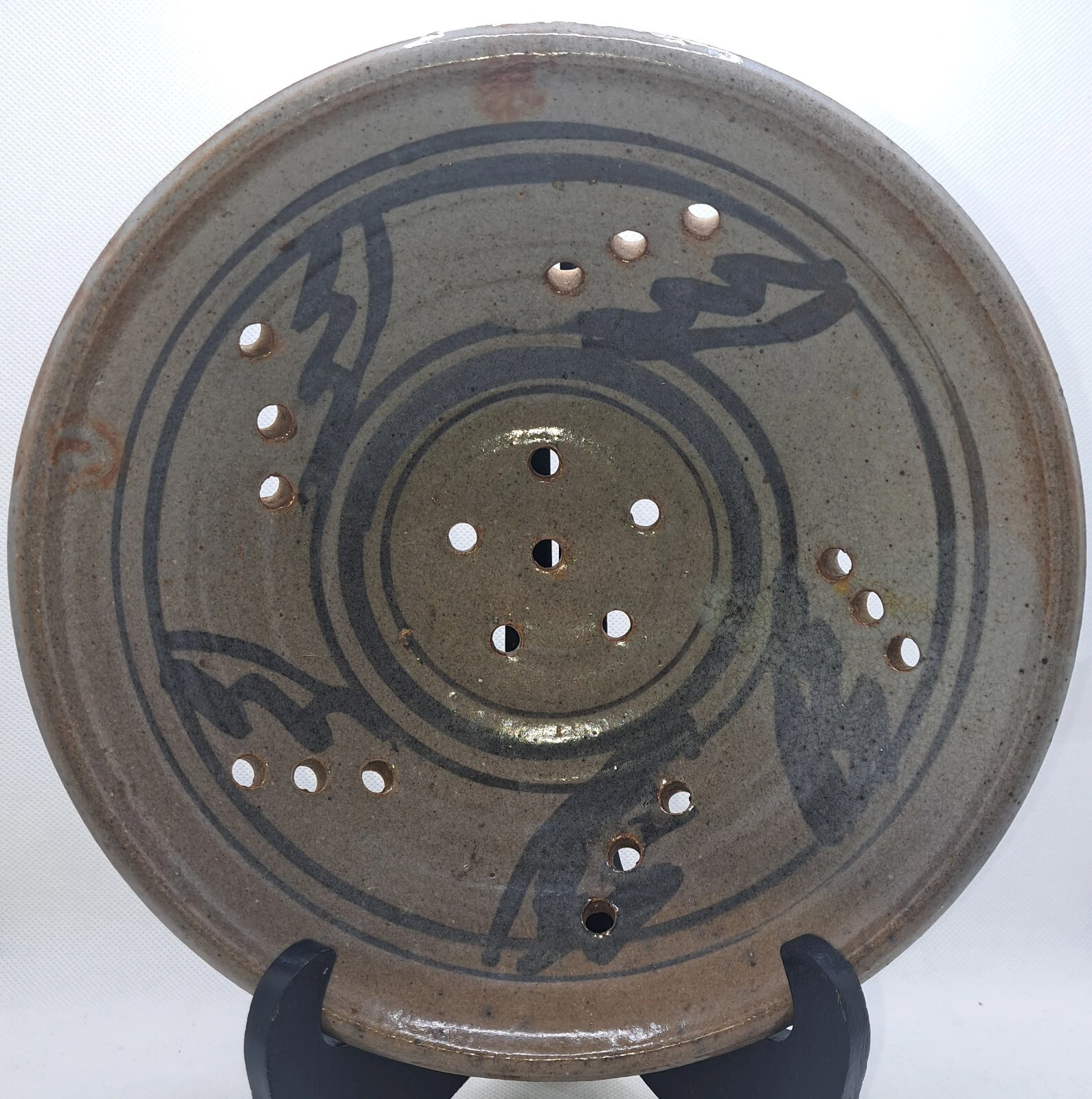 Handmade Footed Colander Berry Bowl Glazed Art Pottery Country Farm Rustic