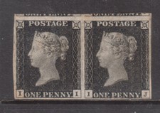 Great Britain #1 Very Fine Mint Plate #2 Horizontal Pair **With Certificate**