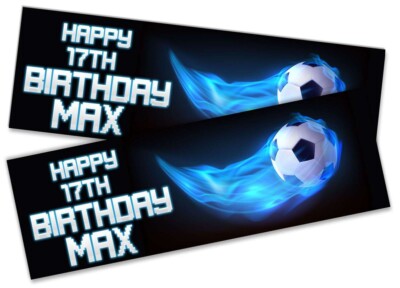 x2 Personalised Birthday Banner Football Design Kids Party Decoration 581