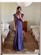 do*EN new A-line dress V-neck women's sleeveless slim fit long skirt