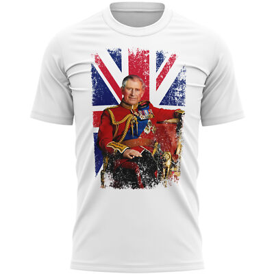 Kings Charles Herren T-Shirt King Union Jack Krönung Straßenfest 2023