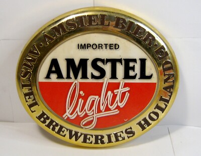 Vintage 1970s Amstel Light Beer Sign Plaque 9'' X 8'' Man Cave