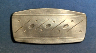 Vtg Jorgen Jensen handmade pewter curved brooch / pin, Denmark 969