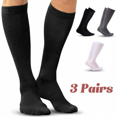 (3 Pairs) Compression Socks Hg Knee High Mens / Womens S-XXL USA 20-30mmHG