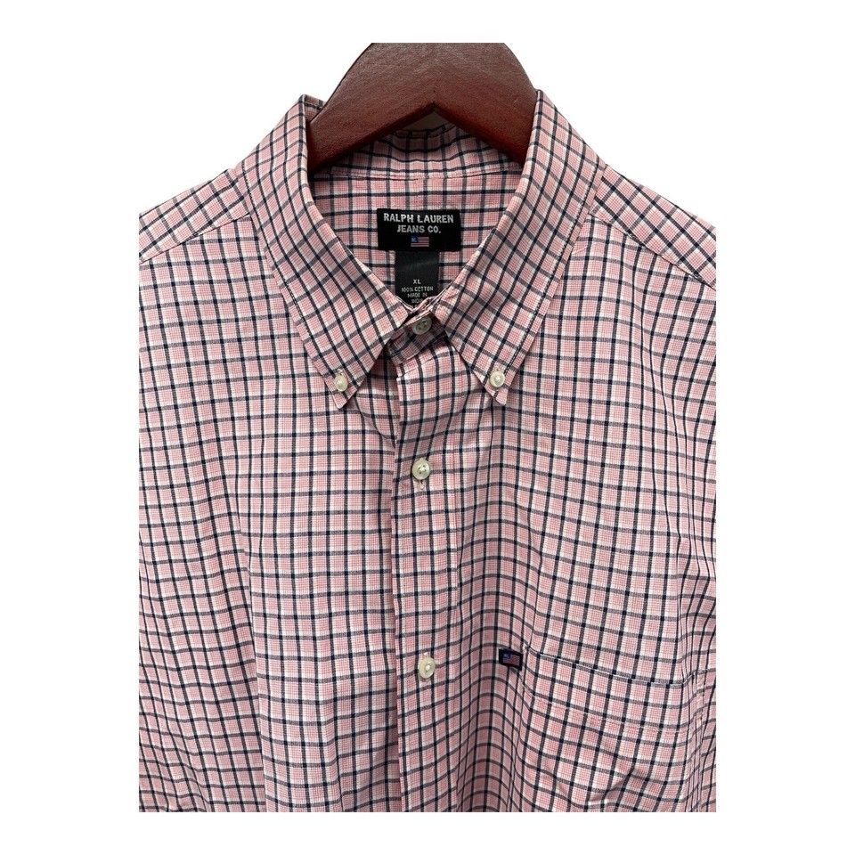 Ralph Lauren Jeans Co Black Label Men’s XL Pink Plaid Button Down Shirt ...