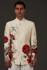 Men 2Pc Country Western Floral Embroidered Wedding Cocktail Prom Outfits
