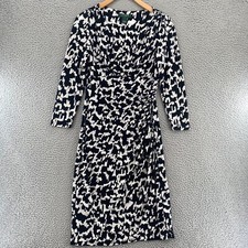 Lauren Ralph Lauren Dress Womens 2 Black White Bodycon Surplice Empire Ruched