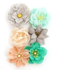 Prima Flowers ZELLA TEAL Paper Flowers Home Decor Planner Tags 597177