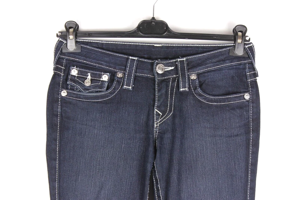 TRUE RELIGION Women Jeans Size W27 L34 Slim Fit Blue Zipper Fly Stretch k7150 - Image 4 of 4