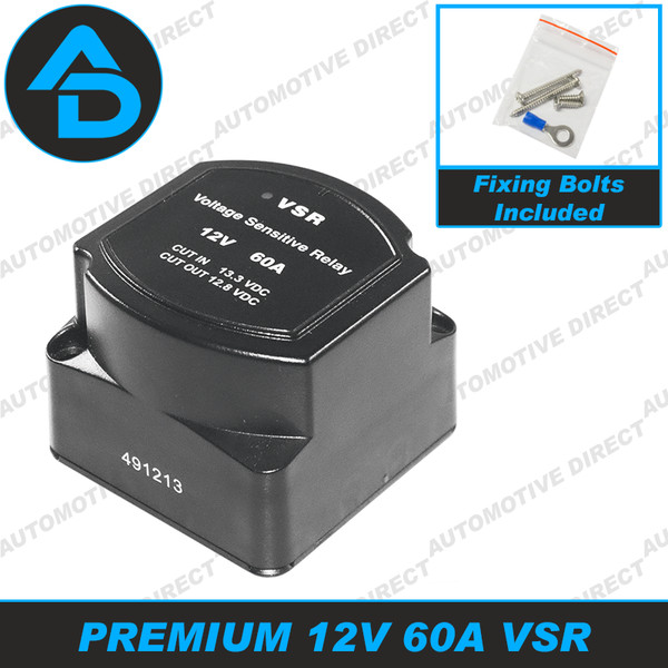 Split Charge Relay VSR Voltage Sensitive PREMIUM 12V 60A For Campers, Motorhomes