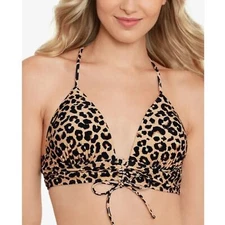 Salt + Cove Women's Animal-Print Shirred Bikini Top Spots Amore Natural M NWT