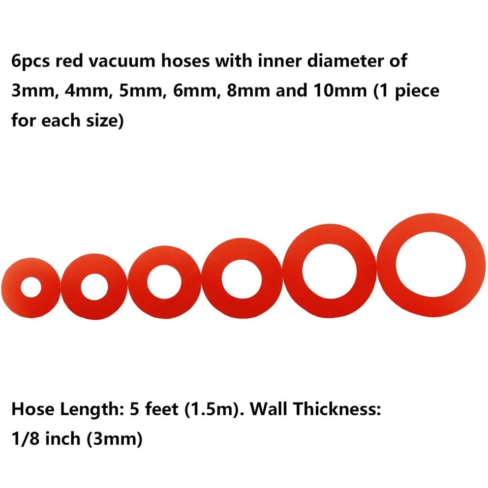 Kit de línea de manguera de vacío de silicona roja universal para automóvil de 6 piezas 1,5 M 3 4 6 8 10 mm ID Foto 4 de 4