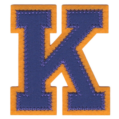 Purple Gold Letter K Patch 2.5'' Varsity Alphabet Iron On Applique Jacket