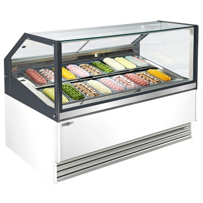 GGM Gastro Eistheke THEO - 1730mm - Umluft - für 18x 5 Liter Eisbehälter - Weiß
