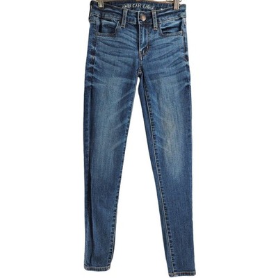 American Eagle Womens Size 00 UK 2 Short Dark Wash Jegging Skinny Jeans Cotton