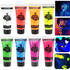 Glow Blacklight Face Paint,Neon UV Body Paint Set of 8 Tubes Blacklight Reactive