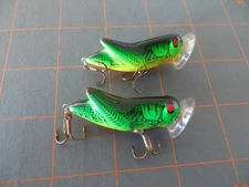 2 Rebel Grasshoppers Topwaters - Green & Orange - 2 inch