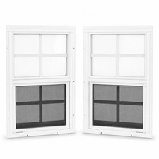 Shed Windows 2-Pack 12x18 Flush Mount Tempered Glass Sliding Window With Screen