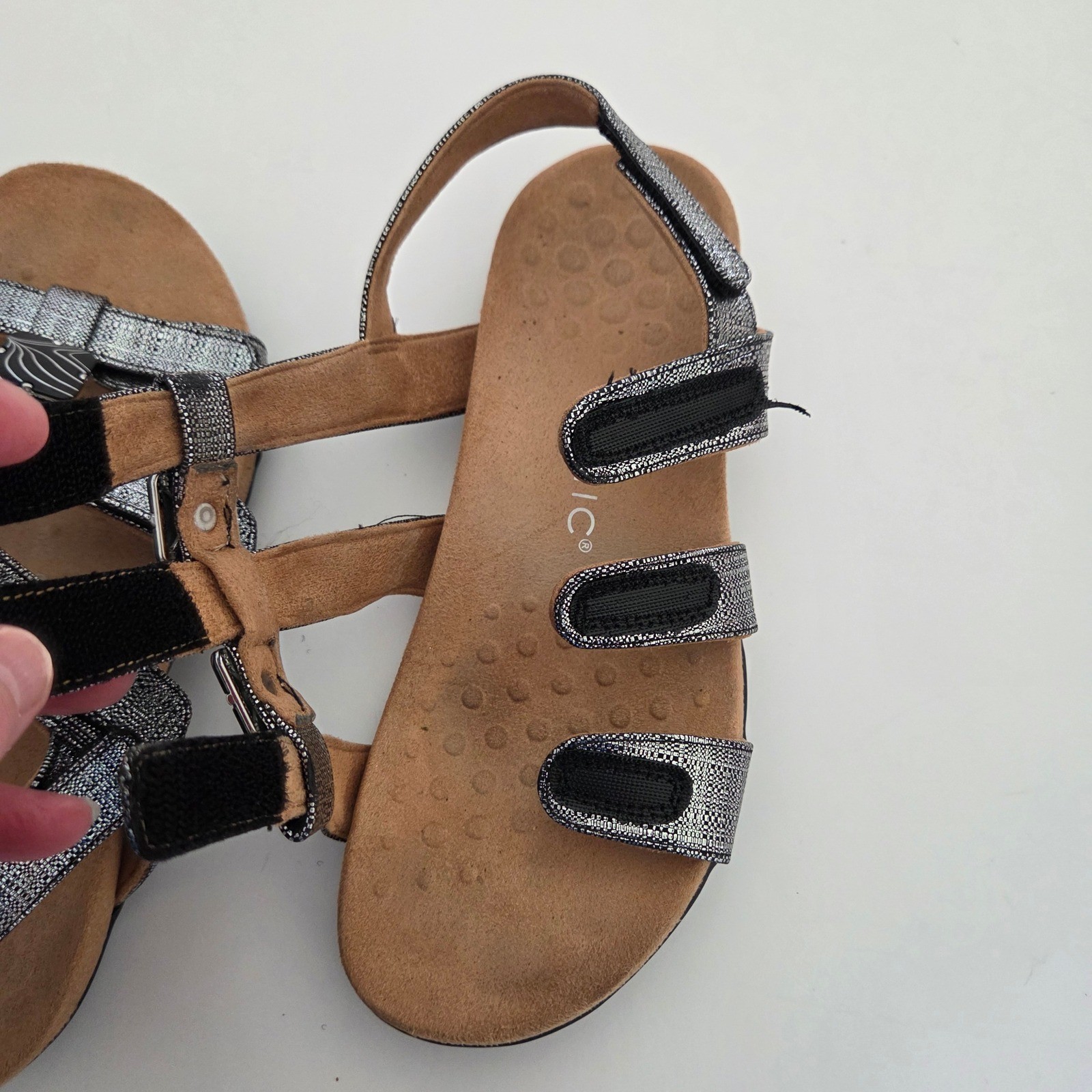 Vionic Amber Metallic Silver Adjustable Backstrap… - image 8