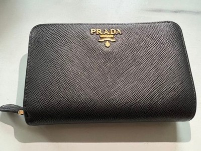 PRADA Folded Long Wallet Saffiano Black From Japan