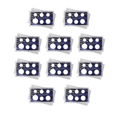 Empty Plastic Lens with Blue Insert Holds 6 Coins, 10 Pack