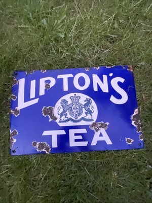 Liptons Tee Emailschild Cafe Schild Tea Shop Kitchenalia Sammlerstück