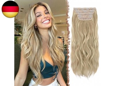 FESHFEN Clip in Extensions, 50cm 4 Stücke Lange Gewellte Hair Extensions 