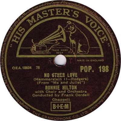 Ronnie Hilton - No Other Love / It's All Been Done Before (Shellac, 10'', Pur)