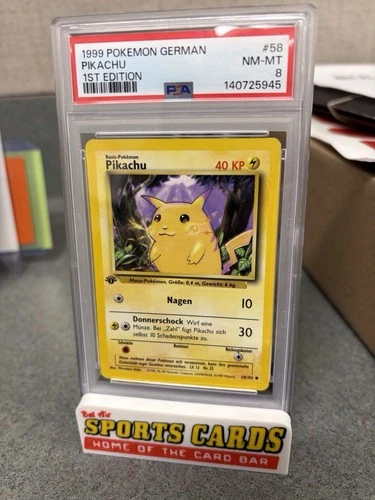 1999 POKEMON GERMAN 1ST First Edition #58 PIKACHU PSA 8