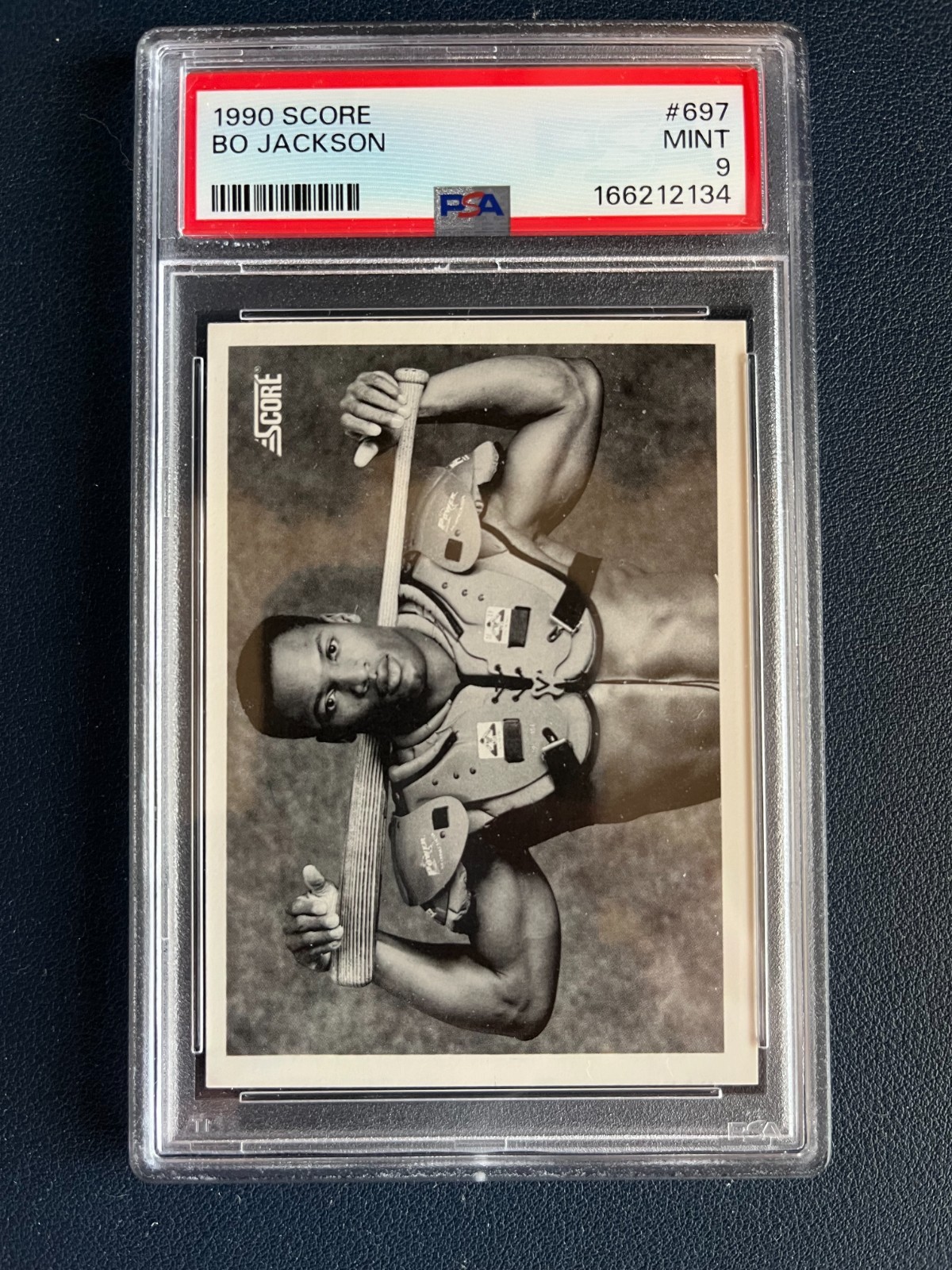 SCORE 1990 Score Bo Jackson #697 Bat/Shoulder Pads- PSA 9 Graded