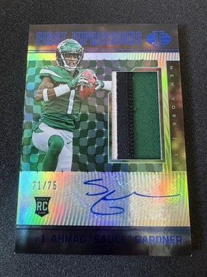 Panini 2022 Illusions First Impressions Sauce Gardner RC Auto Patch /75 Jets