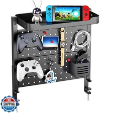 ARES WING Desk Clamp On Pegboard with 16 inches Organizer Shelf, 