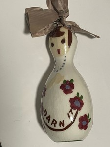 DARN IT CLEMINSON POTTERY CERAMIC SOCK DARNER ANTIQUE 5 INCHES TALL