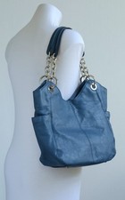 Large, SOFT, DEEP CERULEAN BLUE LEATHER SLOUCHY SHOULDER BAG / TOTE / BUCKET BAG