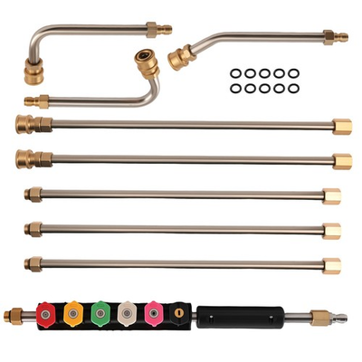 #ad 4000PSI Pressure Washer Extension Set 97in Brass 6 Wands 6 Tips 3 Curved Rod $29.45
