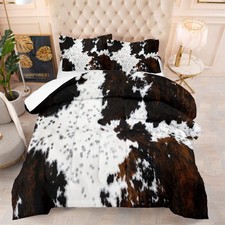 Black White Cow Print Comforter Set Queen Western Farmhouse Cow Print Bedding In