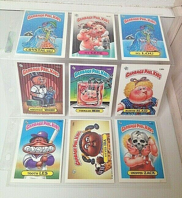 9 Vintage 1986 Garbage Pail Kids Topps trading Cards - Nrmint-Mint