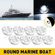 8x Round Marine Boat Navigation Lights LED Deck Stern Transom Anchor Light White