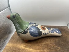 Vintage Hand painted Tonala Pottery Bird Figurine from Mexico 