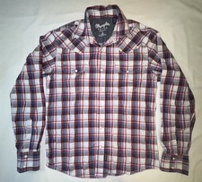 Wrangler Retro Premium Pearl Snap Shirt Red White Blue Plaid Western Men Sz Med