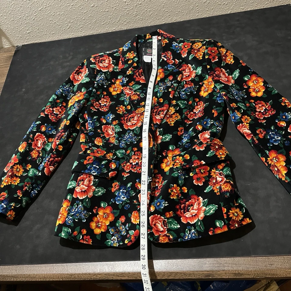 Kenzo Paris Vintage jacket Floral Velour Velvet Baroque Filigree Made in France - Image 4 of 4