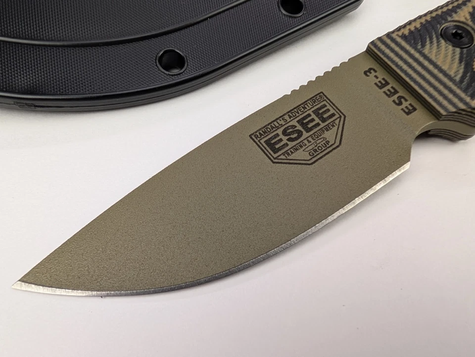 ESEE Knife Model 3 Dark Earth Carbon Steel Blade Black/Brown 3D G10 Handle USA - Image 2 of 4