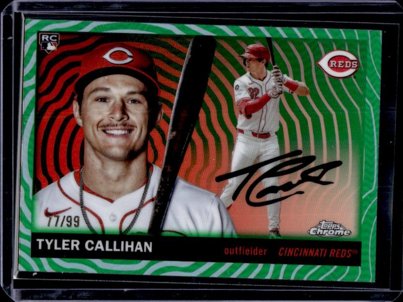 2025 Topps Chrome Platinum Tyler Callihan RC Green Vibrations Refractor #/99