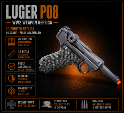 LS LUGER MODEL P08 1/1スケール プラモデル Luger P08 WW2 Weapon Replica 1:1 Scale Grey Fully Assemble Comes