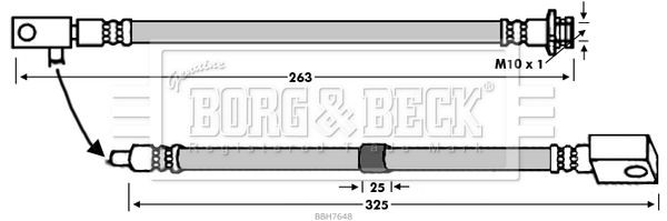 BORG & BECK Brake Hose Front Left With Banjo Fitting Fits Infiniti G Nissan 350Z
