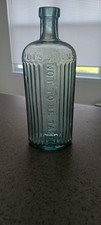 Aqua Ribbed 7 1/4" Poisonous Not To Be Taken Bottle