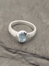 925 Sterling Silber Ring Blautopas – Edelstein Schmuck Oval – Blautopas Größe 58