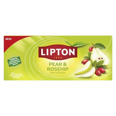 LIPTON PEAR & ROSEHIP Fruit Infusion Tea 20 Teabags Box 36g 1.27oz