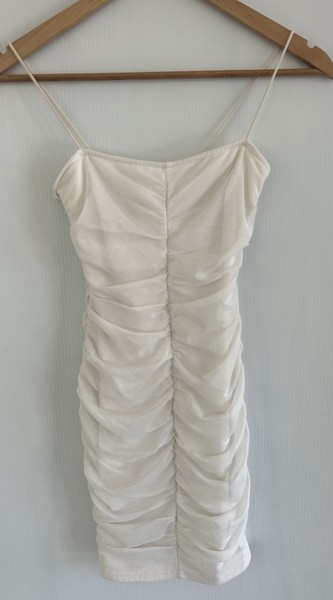 Mooloola White Dress Mini (Size 6) Style Ruching  Party  Club