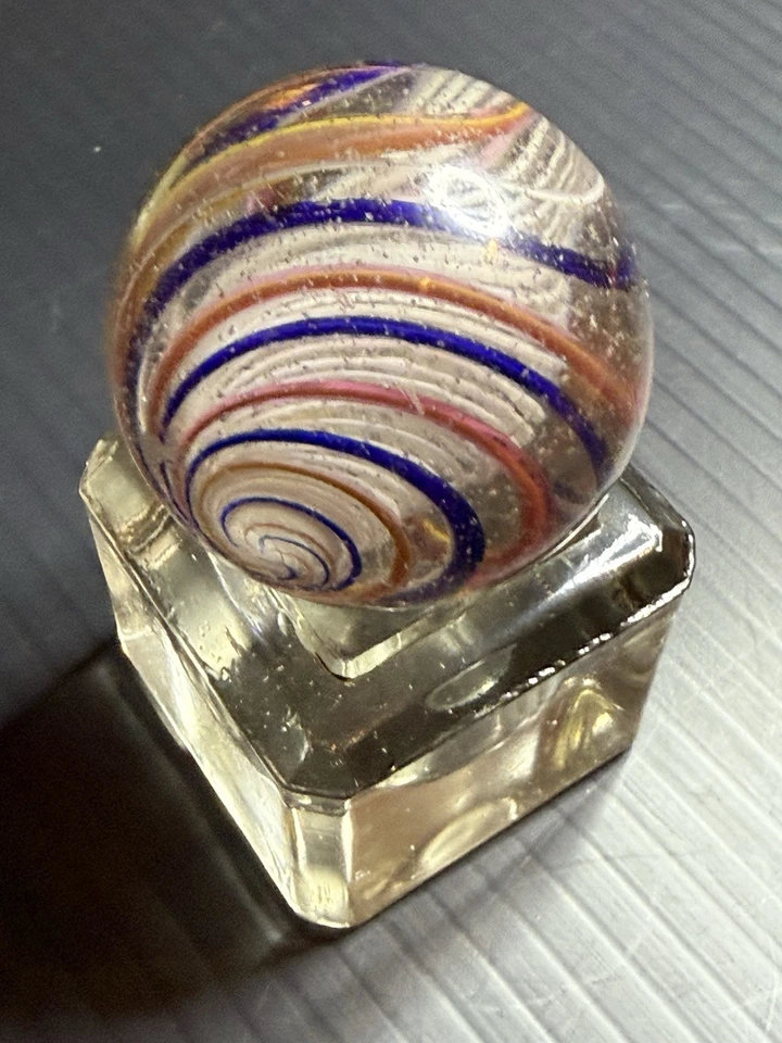 BANDAS LATTICINIO VINTAGE GRANDES DE MÁRMOL ALEMÁN, AMARILLO, AZUL, NARANJA 1 3/4 Foto 4 de 4